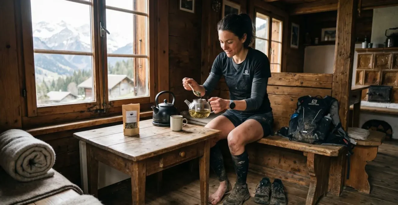 Sportif indépendant préparant une infusion de thé bio après l'entraînement